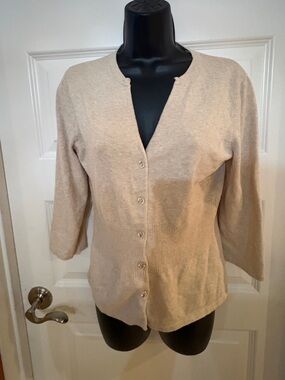 Kersh Cream Button-Front Lightweight Cardigan